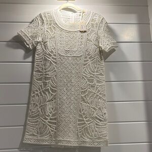 Elegant Cream crochet with slip underneath Dress